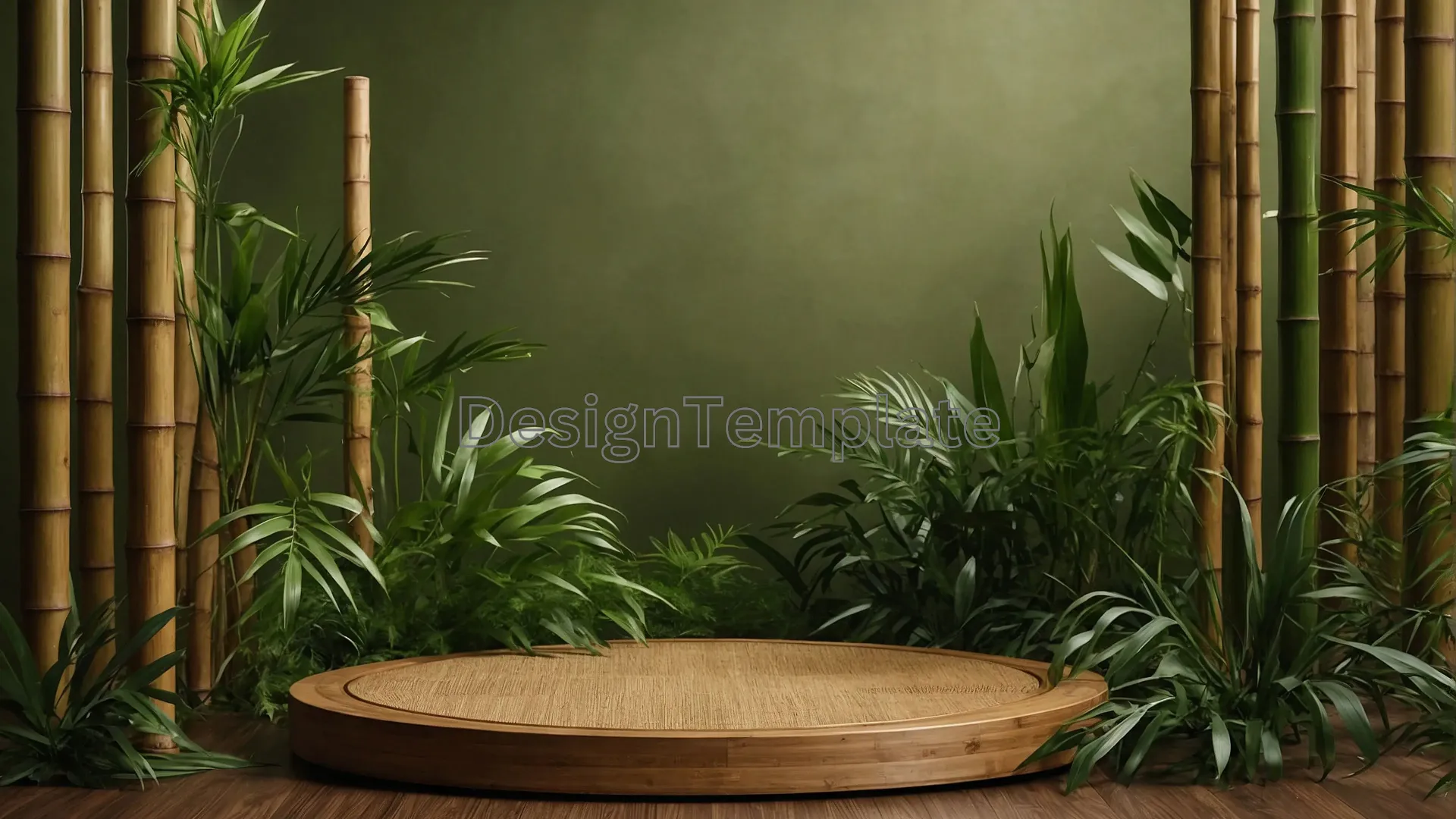 Lush Plant Display with Reflection Vibrant Background Photo